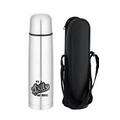Silver Stainless Thermal Bottle w/ Cup Lid & Push Button Spout (33 Oz.)